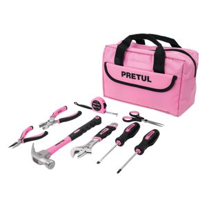 KIT DE HERRAMIENTAS ROSA CON BOLSO