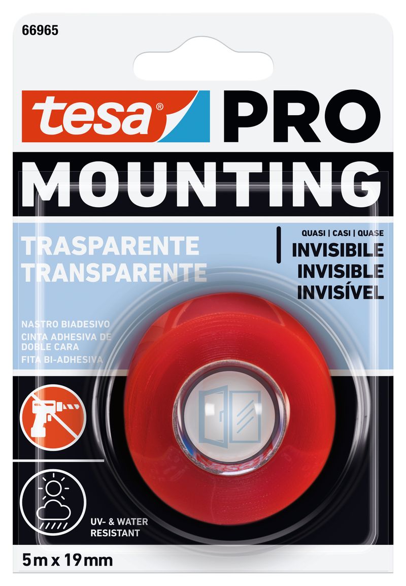 tesa® Cinta de doble cara para superficies transparentes y vidrio 20 kg/m -  tesa