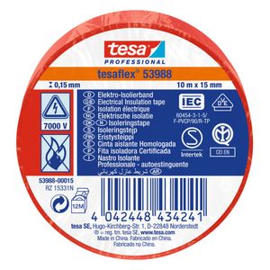 CINTA AISLAR ROJA 15MMX10M TESA