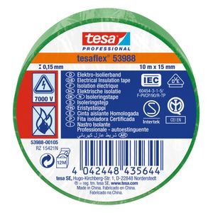 CINTA AISLAR VERDE 15MMX10M TESA