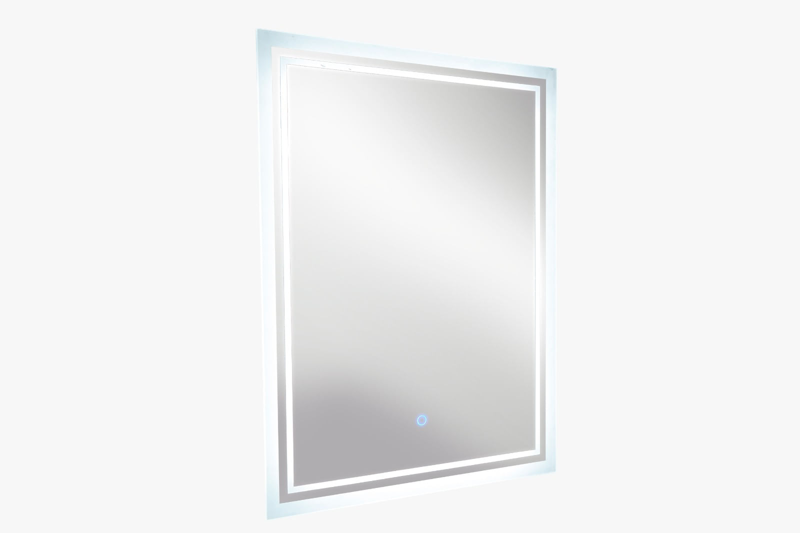 Espejo LED plateado para baño, horizontal y vertical, con botón sensible  (C-CK010)