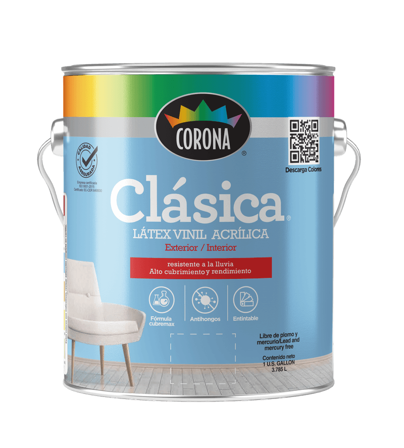 PINTURA LATEX DURA CORONA BLANCO CUBETA CONSTRUFACIL