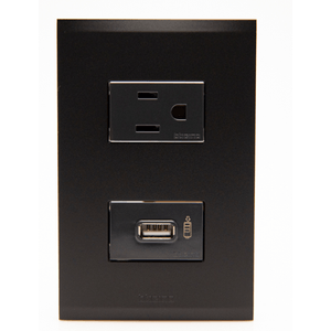 TOMACORRIENTE USB SENCILLO NEGRO NOBILE