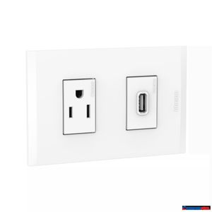 TOMACORRIENTE USB+TOMA SENCILLO 2P+T 15A BLANCO NOBILE BTICINO