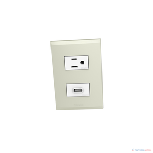 TOMACORRIENTE USB+TOMA SENCILLO 2P+T 15A CHAMPAGNE NOBILE BTICINO