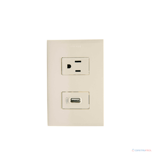 TOMACORRIENTE USB+TOMA SENCILLO 2P+T 15A MARFIL NOBILE BTICINO