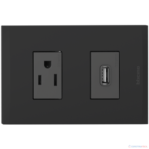 TOMACORRIENTE TRIPLE  2P+ T15A USB NOBILE NEGRO
