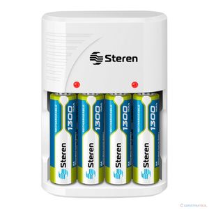 CARGADOR BATERIA AA/AAA/9V C/4 PILAS AA STEREN