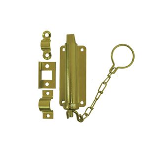 PICAPORTE CON CADENA Y ARGOLLA BEST VALUE 4" DORADO