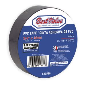 CINTA  ELECTRICA BEST VALUE 3/4 NEGRO 20 YDS