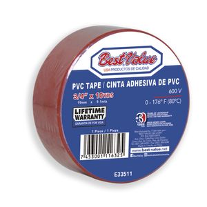 CINTA  ELECTRICA BEST VALUE 3/4 ROJO 10 YDS