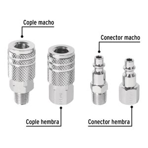 CONECTOR C/ACOPLE P/COMPRESOR PRETUL 1/4" 4 UNDS