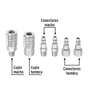 CONECTOR C/ACOPLE P/COMPRESOR PRETUL 1/4" 6 UNDS