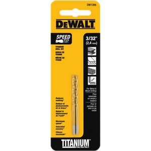 BROCA TITANIO 3/32" P/METAL 2UNDS DW1306  G